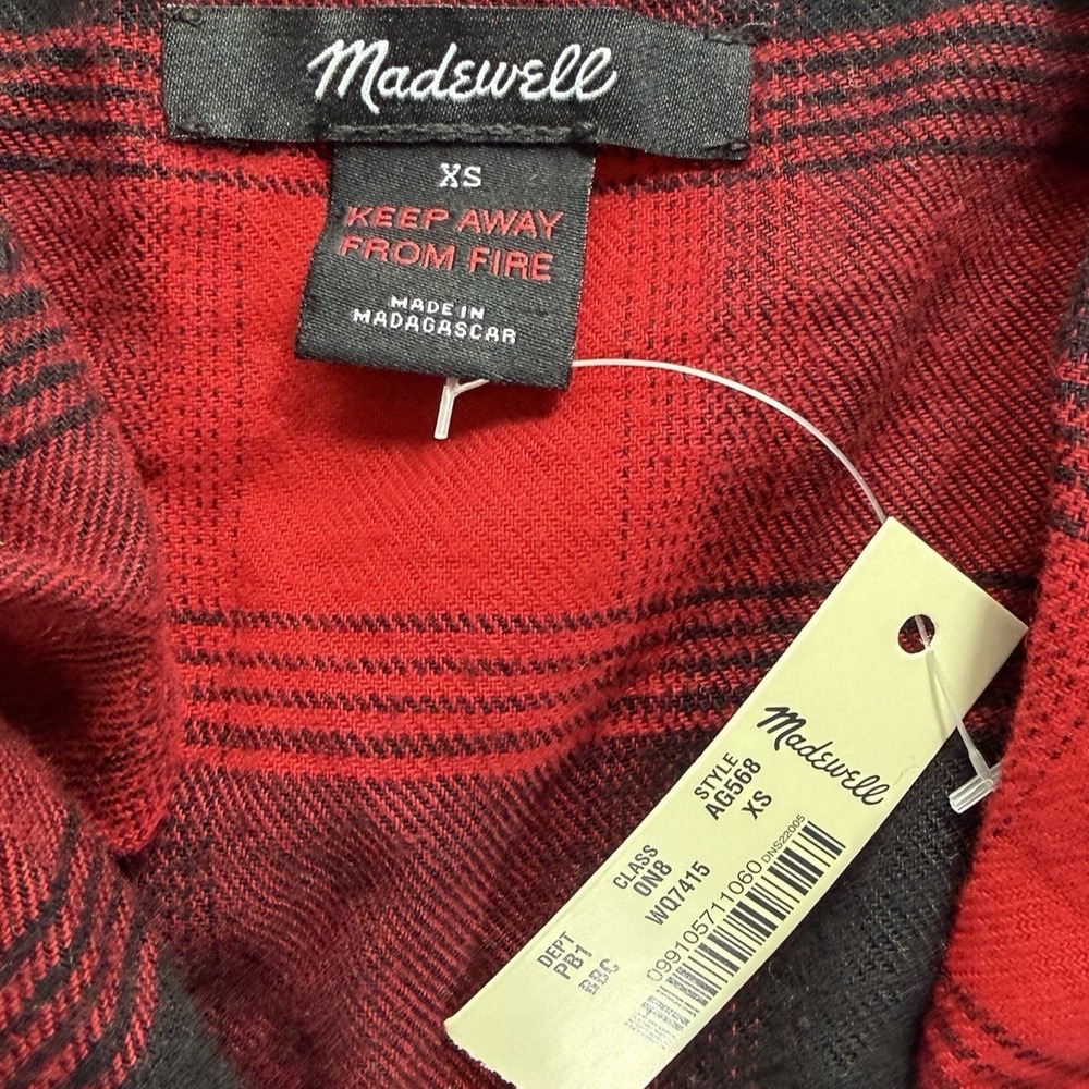 Madewell Pajama Set Womens XS Red Black Buffalo Plaid Flannel AG568 NWT - Picture 1 of 14